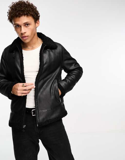 Calvin klein store leather jacket mens