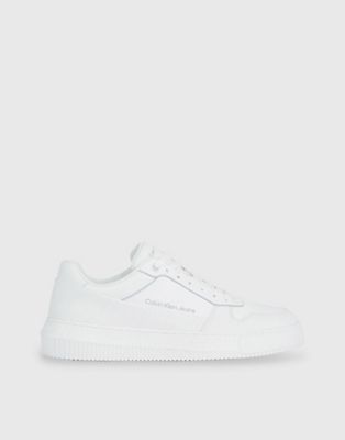 Calvin Klein Faux Leather Trainers in white