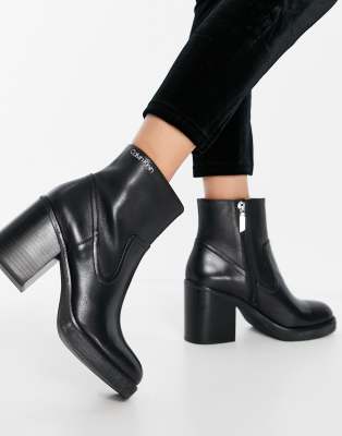 leather ankle boots calvin klein