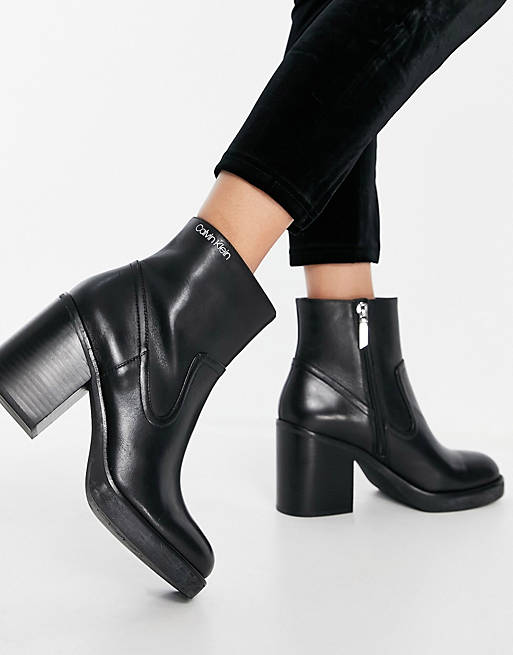 Calvin Klein fayiz ankle boots in black leather | ASOS