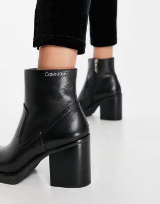 leather ankle boots calvin klein