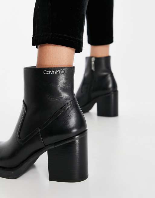 Calvin klein patent on sale leather ankle boots