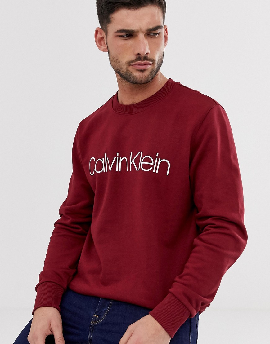 Calvin Klein - Felpa bordeaux con logo-Rosso