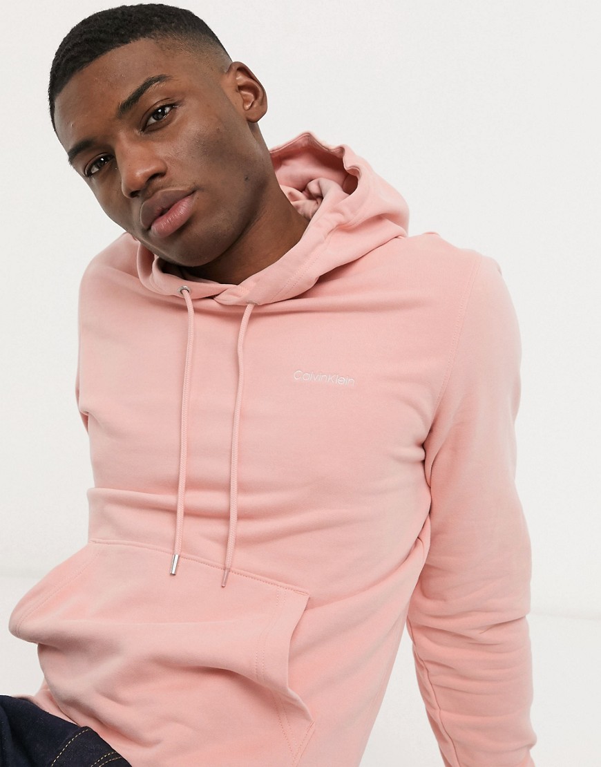 Calvin Klein - Felpa con cappuccio e logo rosa ricamata