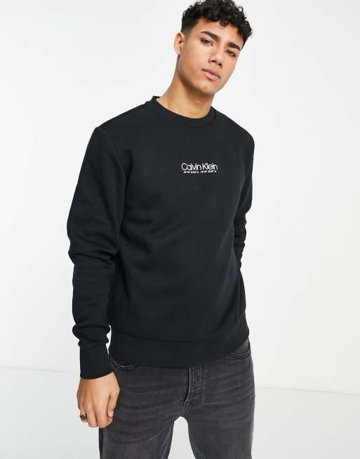 Calvin Klein - Felpa con logo con coordinate, colore nero