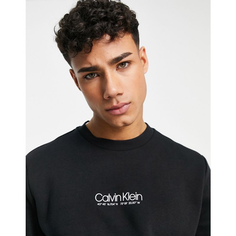 Designer  Calvin Klein - Felpa con logo con coordinate, colore nero