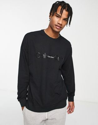 Calvin Klein lounge sweatshirt in black with chest logo - ASOS Price Checker
