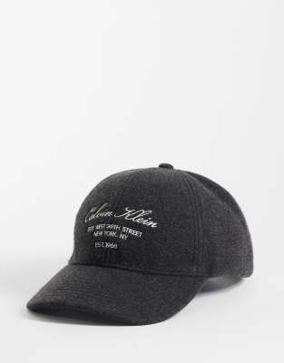 Calvin Klein Felt Cap With Script Logo In Black