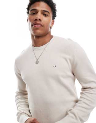 Calvin Klein fine textured knit jumper in white