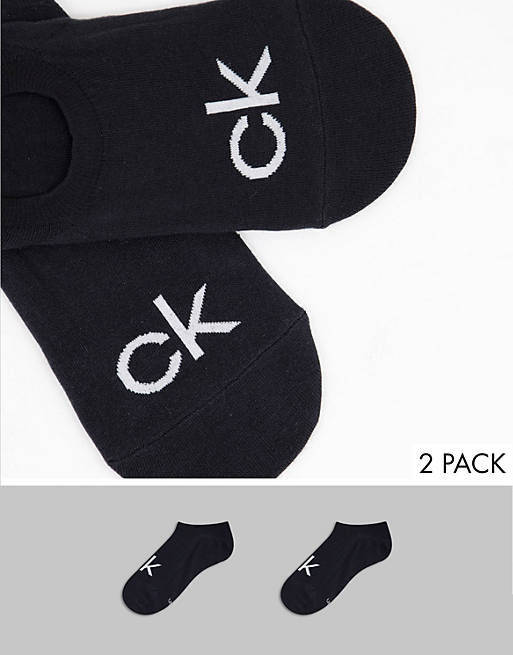 Calvin Klein Finley 2 pack trainer socks in black