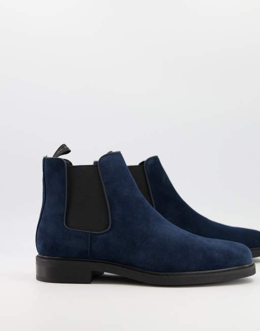Calvin Klein – Fintan – Marinblå chelseaboots i läder