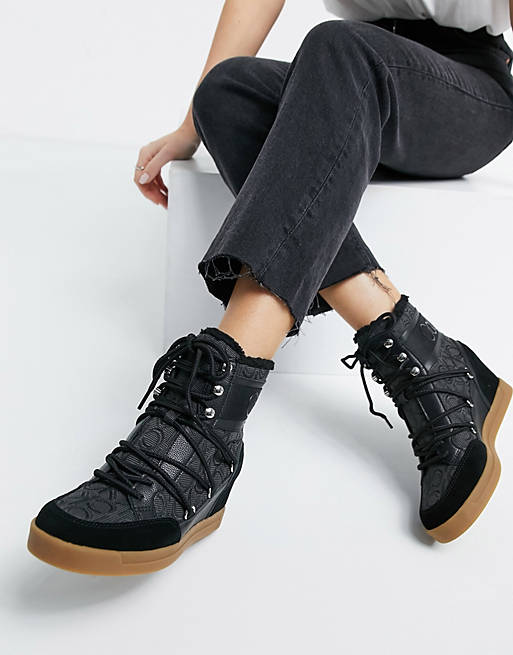 Calvin Klein fiorenza lace up boots in black