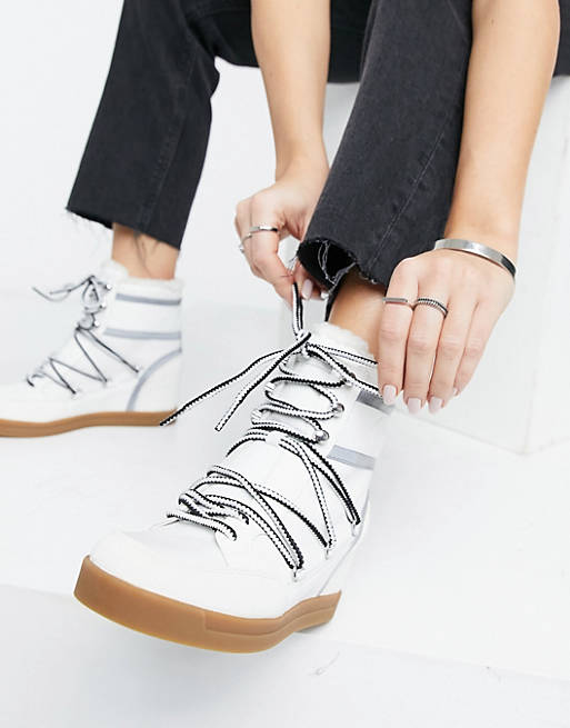 Calvin Klein fiorenza lace up boots in white