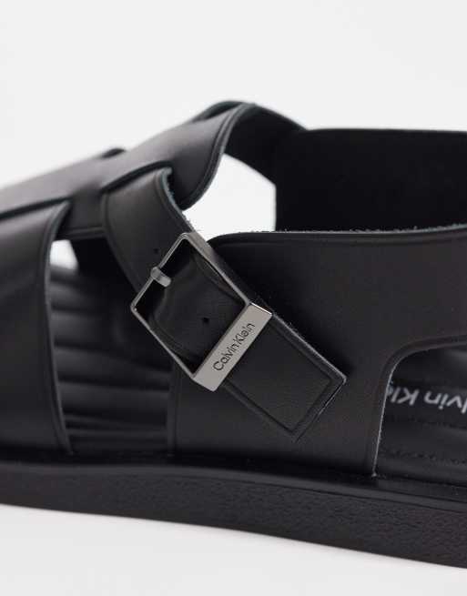Calvin Klein – Fischersandalen aus echtem Leder in Schwarz, 3 von 4