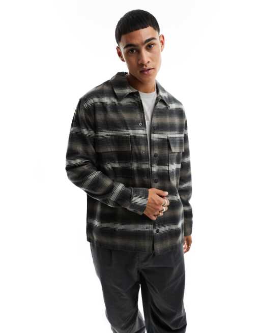 Calvin Klein flannel check overshirt in black | ASOS