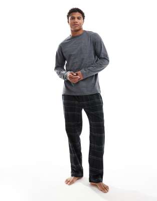 Calvin Klein Calvin Klein Flannel long sleep set in charcoal-Grey