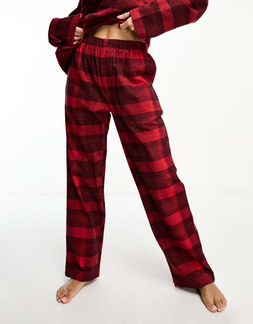 Calvin Klein Check Flannel Pyjama Trousers, Red/Black, XS