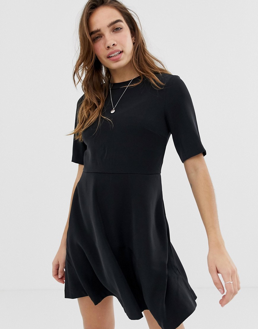 Calvin Klein flared satin dress-Black