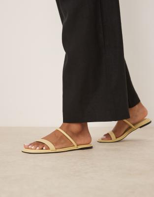Calvin Klein flat double strap sandals in butter yellow