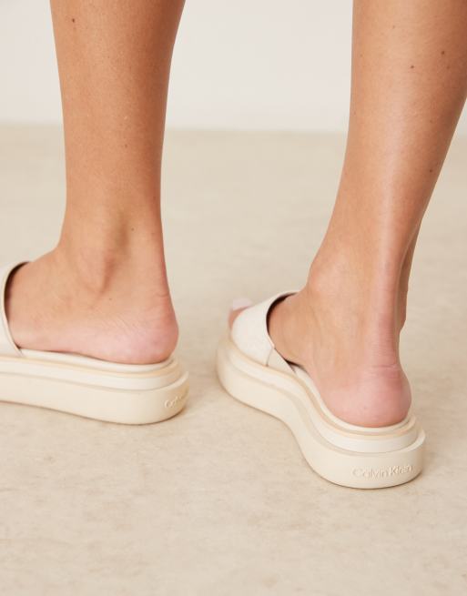 Calvin Klein flatform slides in off white, 4 of 4