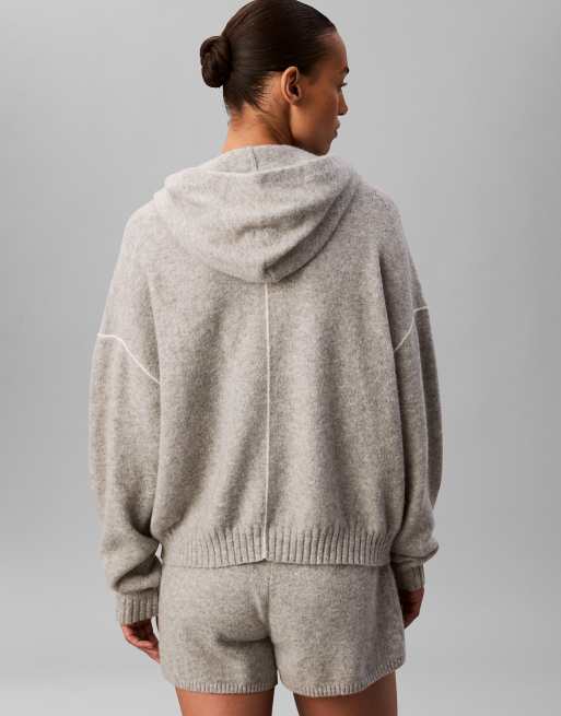 Calvin Klein – Flauschiger Lounge-Kapuzenpullover in Grau, 4 von 5
