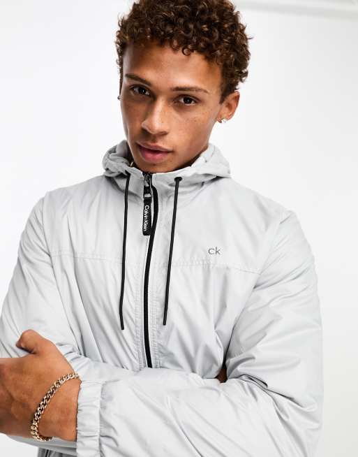 Calvin Klein fleece lined hooded windbreaker ASOS