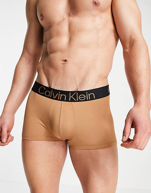 Calvin Klein flex natural low rise trunk in beige | ASOS