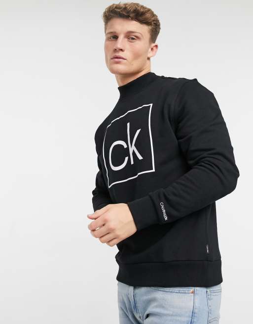 Calvin Klein flock back logo sweatshirt in black