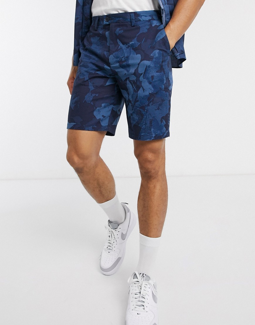 Calvin Klein floral printed shorts in blue