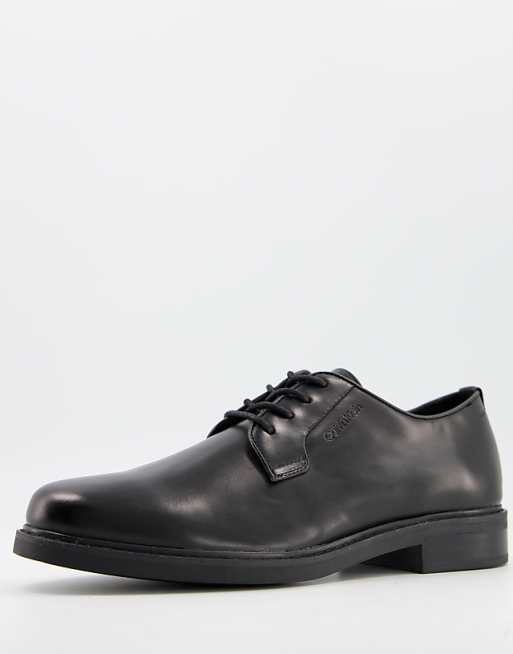 Calvin Klein Florin derby lace up shoes in black leather | ASOS