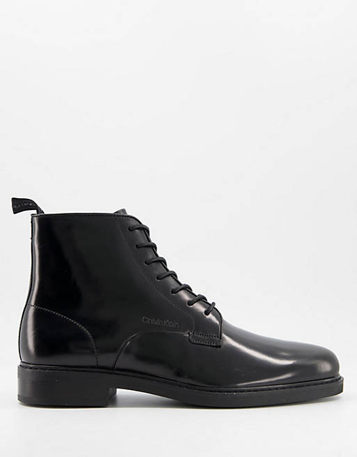 Calvin Klein forden lace up boots in black leather