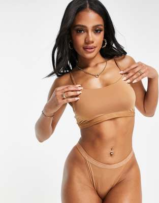 Calvin Klein - Form to Body - Tanga à logo ton sur ton - Bois de santal