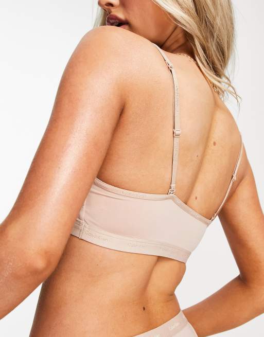 Calvin Klein Form To Body Unlined Bralette With Tonal Logo In Cedar-neutral