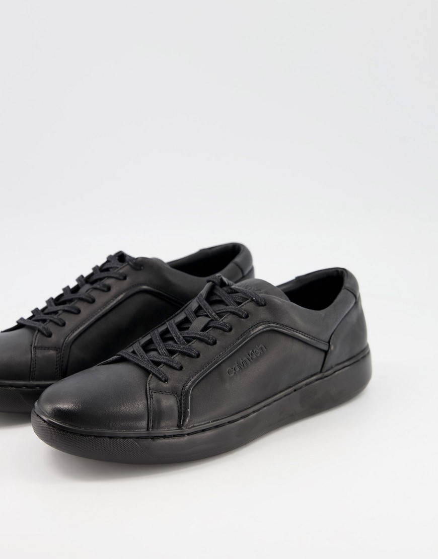 Calvin Klein Forster lace up sneakers in black leather