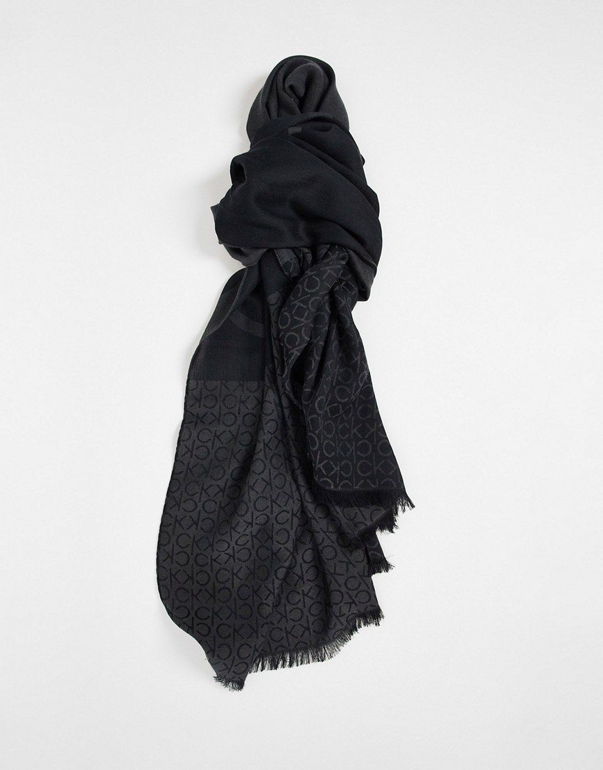 Calvin Klein fringe scarf in black