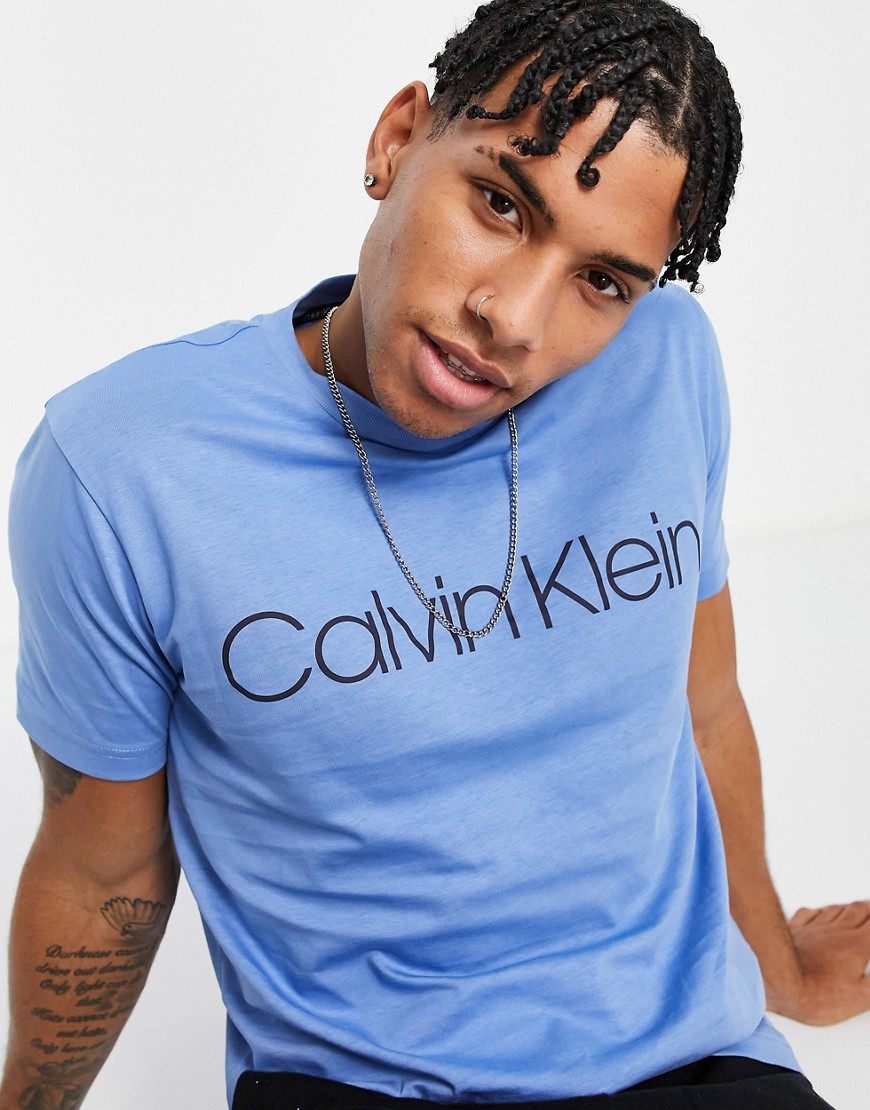 Calvin Klein front logo t-shirt in sky cloud blue