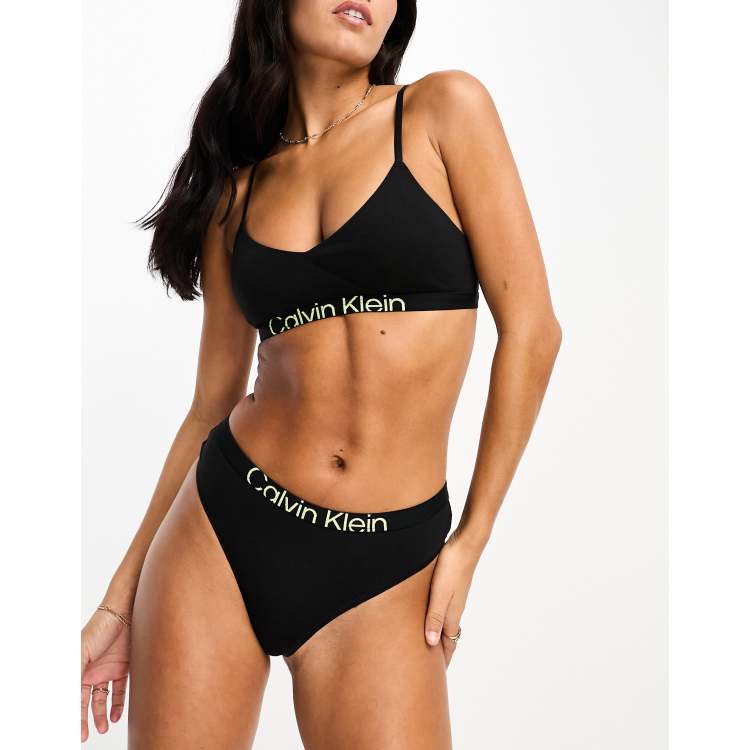 Buy Calvin Klein Logo Waistband High Waist Brief In Black