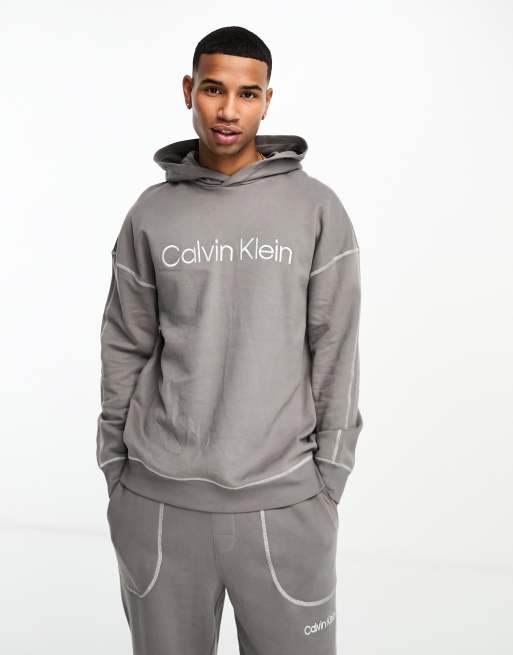 Mens grey discount calvin klein hoodie