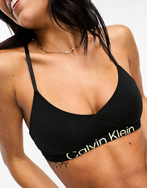 Calvin Klein Future Shift unlined bralette with contrast logo waistband in  black