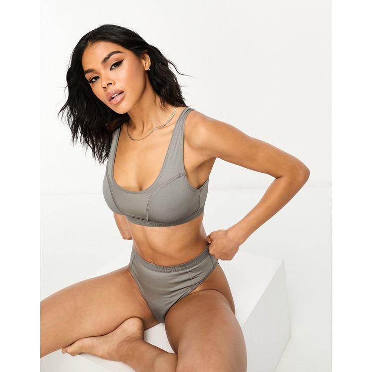 Calvin Klein Future Shift unlined bralette with contrast logo waistband in  black