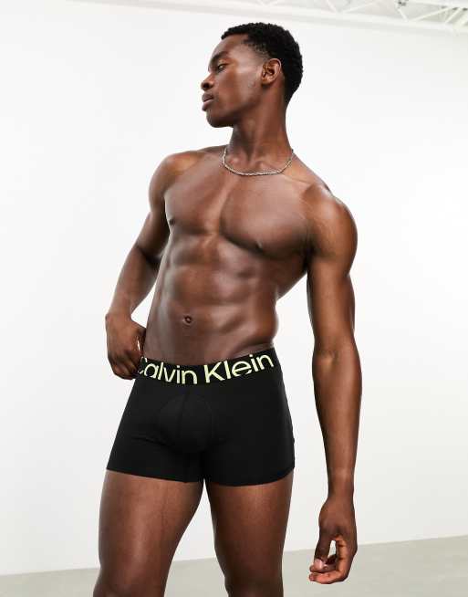 Calvin Klein – Future Shift – Unterhose in Schwarz mit grünem Logobund