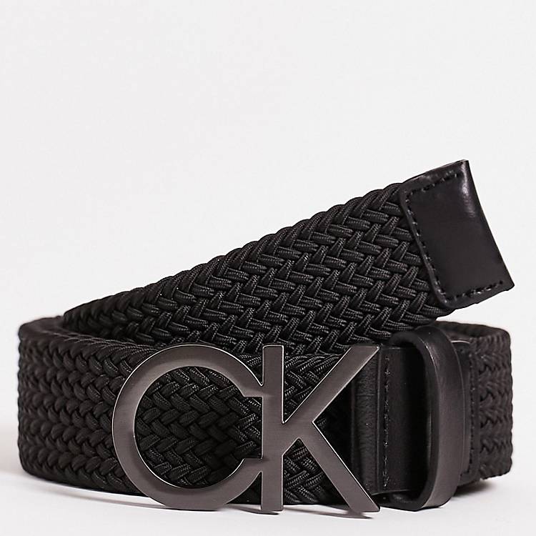 Calvin Klein – Geflochtener Gürtel in Schwarz mit Metall-Logo | ASOS