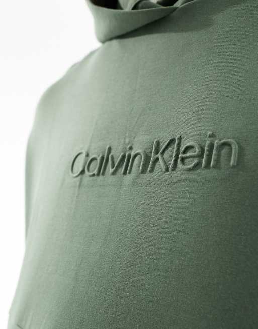 Calvin Klein – Gemütlicher Kapuzenpullover in Dunkelgrau mit Logo