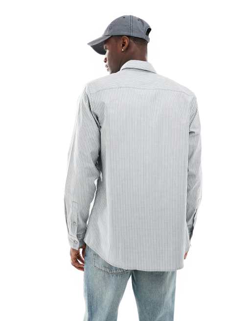 Calvin Klein – Gestreiftes Oxford-Hemd in Hellgrün, 2 von 4