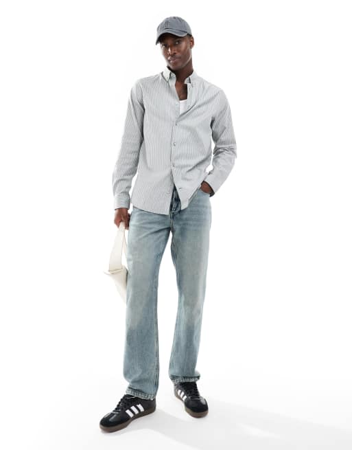 Calvin Klein – Gestreiftes Oxford-Hemd in Hellgrün, 3 von 4