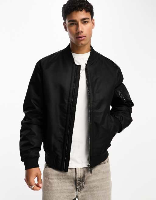 Calvin Klein Giacca bomber iconica in rasatello nero ASOS