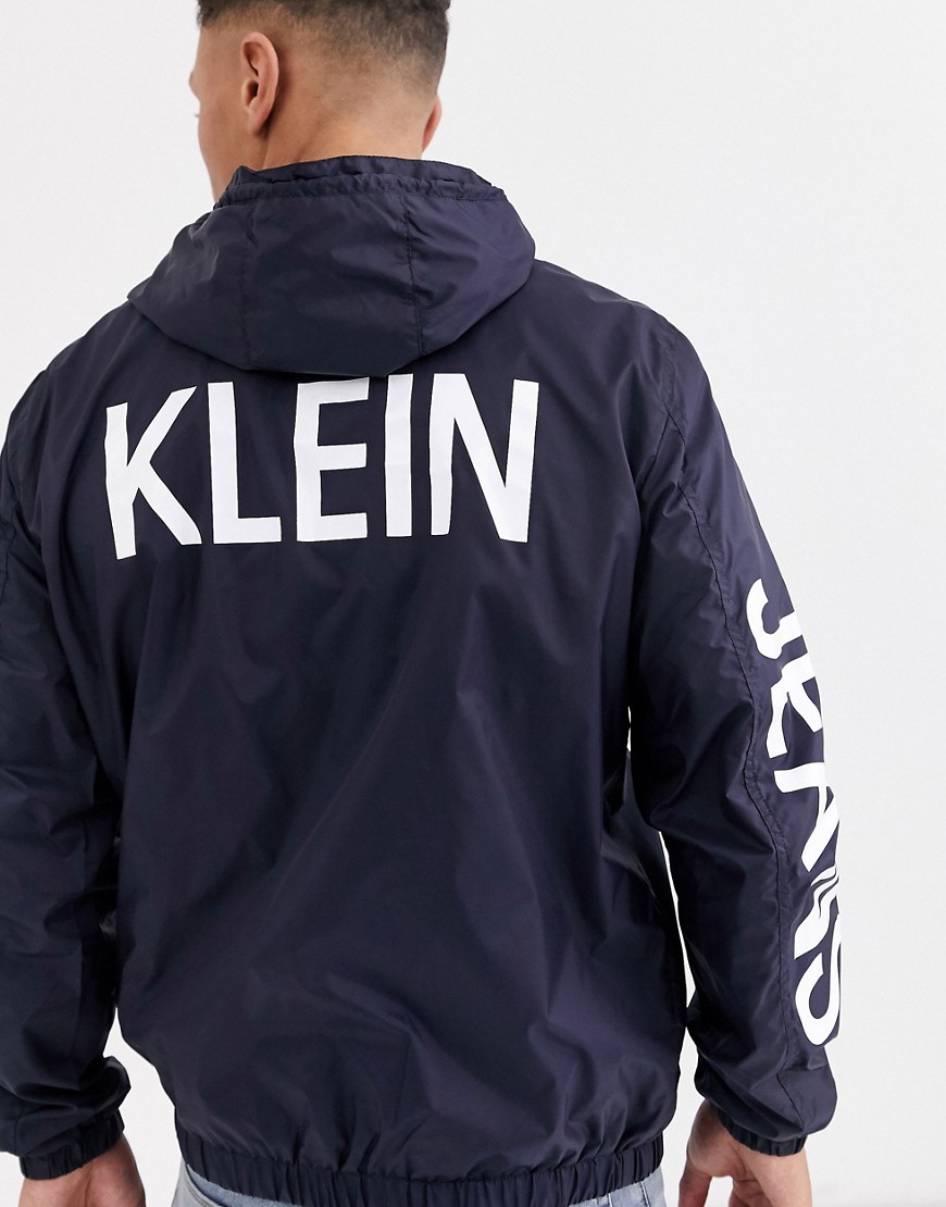 Calvin Klein - Giacca in nylon con cappuccio e zip-Blu