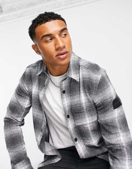 Calvin Klein Giacca nera con stampa a quadri sfumati ASOS