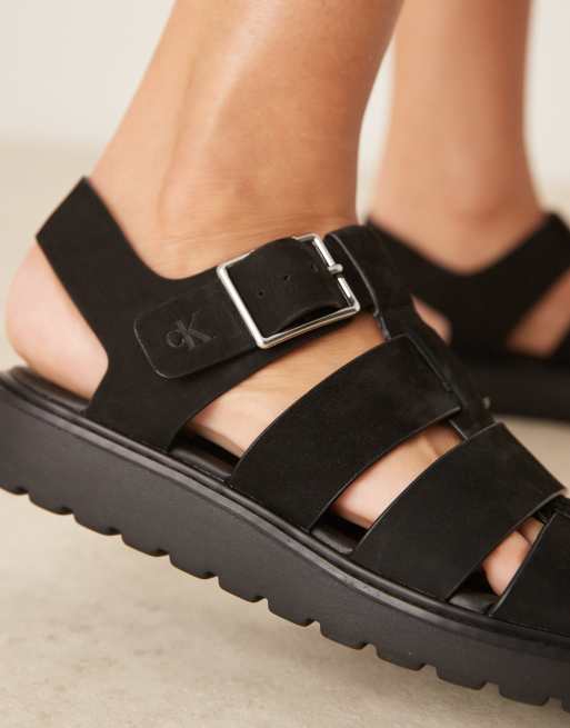 Calvin Klein gladiator style sandals in black, 2 of 4