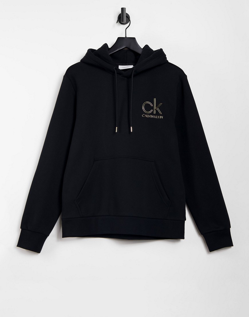 Calvin Klein gold capsule outline logo hoodie in black